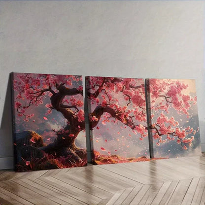 3pcs Cherry Tree Flowers Nature Wall Art Canvas Unframed - High Quality Print 100% Australian Made Wall Canvas