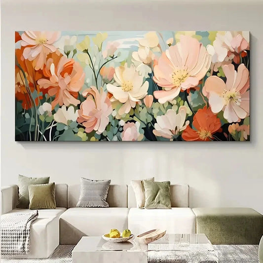 Abstract Art Mixed Flowers wall canvas office home room framed 120x60cm - Bella Home Decor
