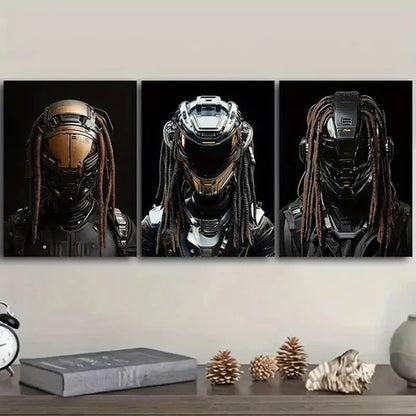 3pcs Robots with dreadlocks Wall Art Set Canvas Unframed - High Quality Print 100% Australian Made Wall Canvas