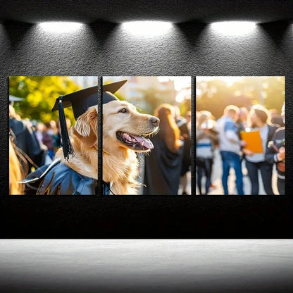 3pcs Golden Retriever Graduation Metal Print Ready to Hang Art
