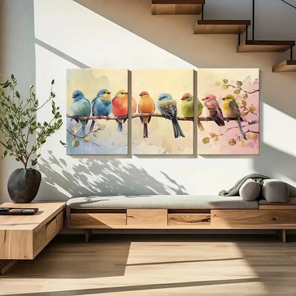 3pcs Vibrant Bird Colorful Abstract Avian Metal Print Ready to Hang Art