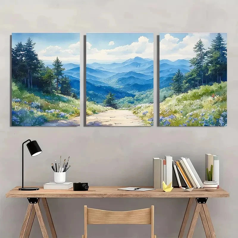 3pcs Blue Ridge Parkway Appalachian Perfect Wall Art Set Canvas Framed 40x60cm - High Quality Print 100% Australian Made Wall Canvas Ready to Hang