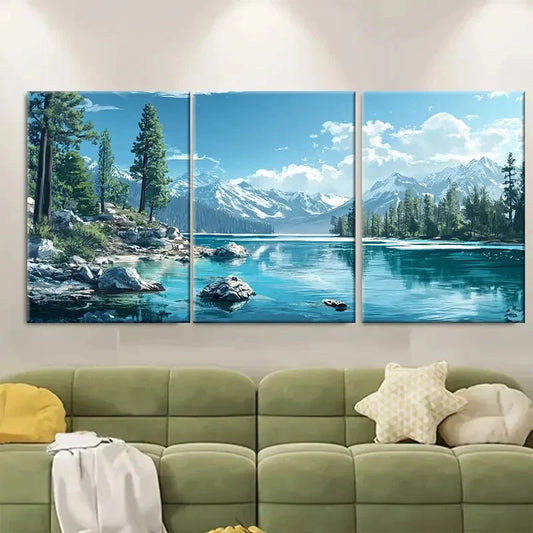 3pcs Lake Tahoe National Park Scenic Metal Print Ready to Hang Art