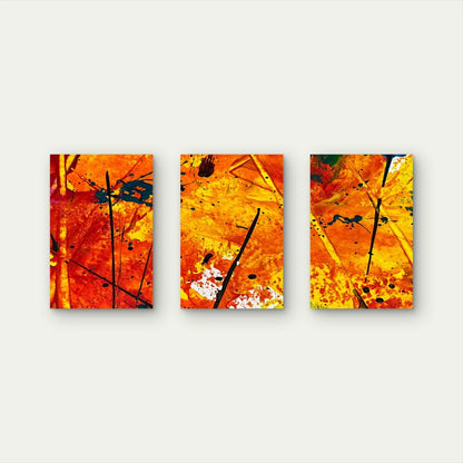 3pcs Abstract Autumn Orange Paint Design Wall Art Set Canvas Framed 60x90cm - High Quality Print 100% Australian Made Wall Canvas Ready to Hang