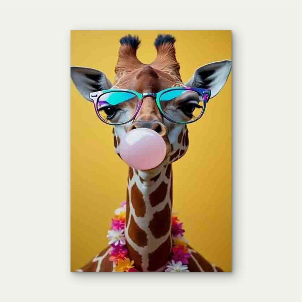 Playful Whimsical Giraffe Metal Print Ready to Hang
