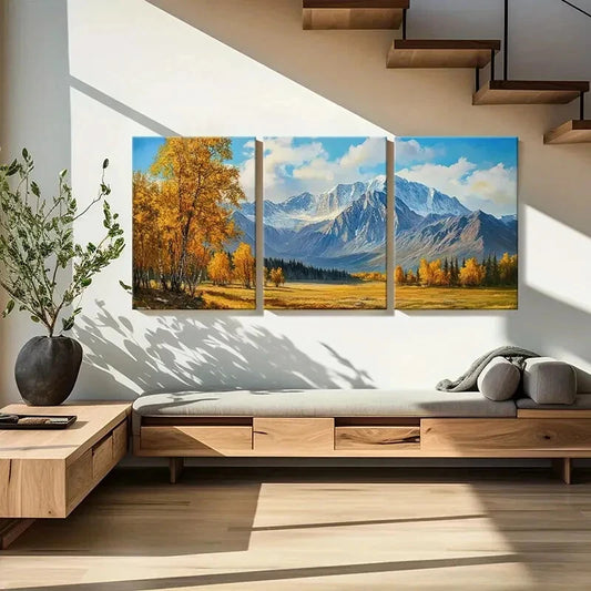 3pcs Autumn Landscape Mountain View Nature Scenery Metal Print Ready to Hang Art