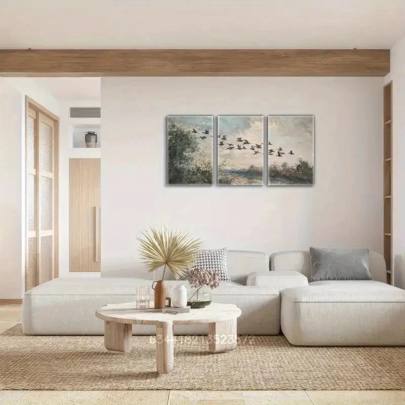 3pcs Soft Country Farmhouse Landscape Metal Print Ready to Hang Art