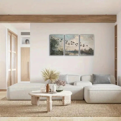 3pcs Soft Country Farmhouse Landscape Metal Print Ready to Hang Art