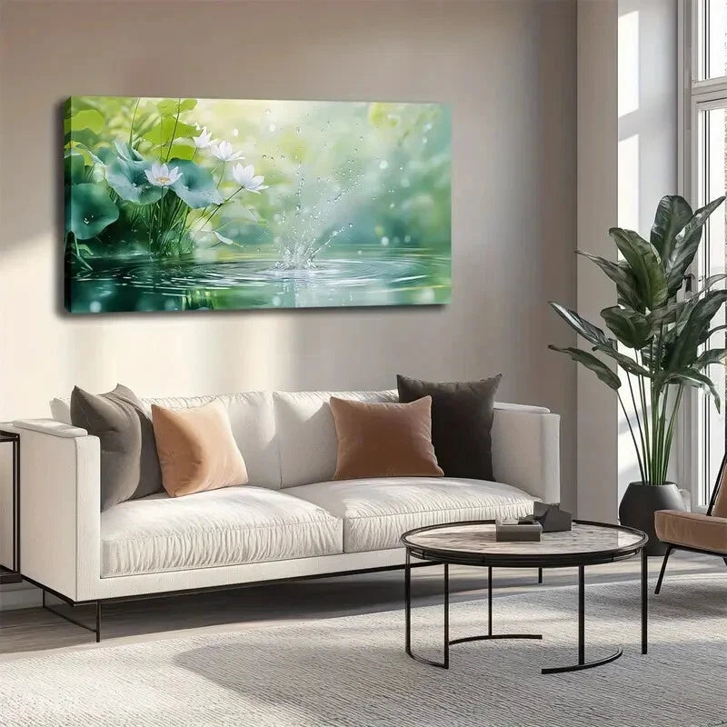 Mainly In Cyan And Green Color Wall Art canvas office home room framed 120x60cm