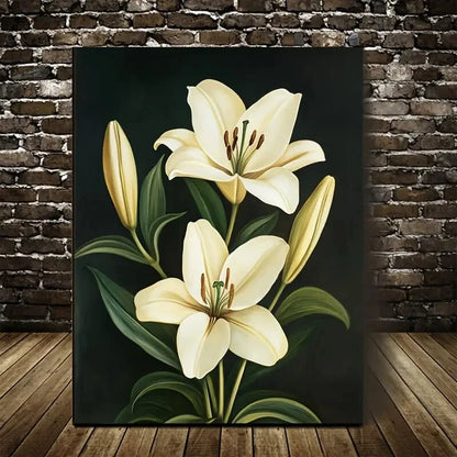 Beautiful Beautiful Lily Flower Painting 40x60cm Metal Print Ready to Hang