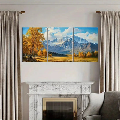 3pcs Autumn Landscape Mountain View Nature Scenery Metal Print Ready to Hang Art