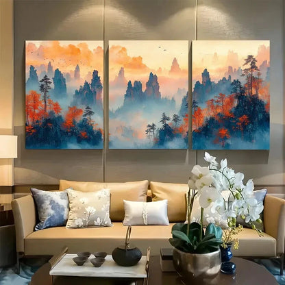 3pcs Zhangjiajie National Forest Nature Theme Metal Print Ready to Hang Art