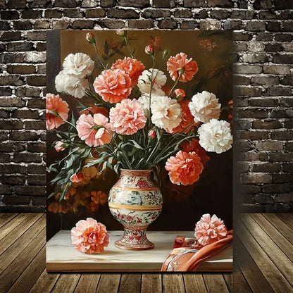 Traditional Pink & Peach Colorful Painting 40x60cm Metal Print Ready to Hang