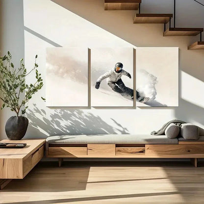 3pcs Snowboarder In Motion Dynamic Pose Metal Print Ready to Hang Art