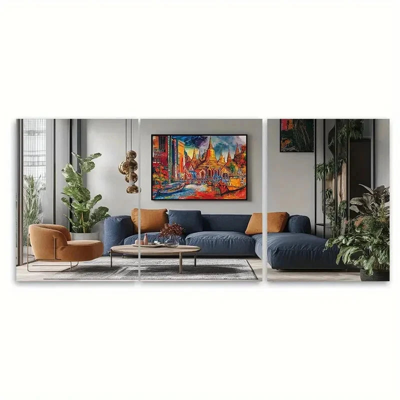 3pcs Vibrant Thailand Cityscape & Landmarks Metal Print Ready to Hang Art