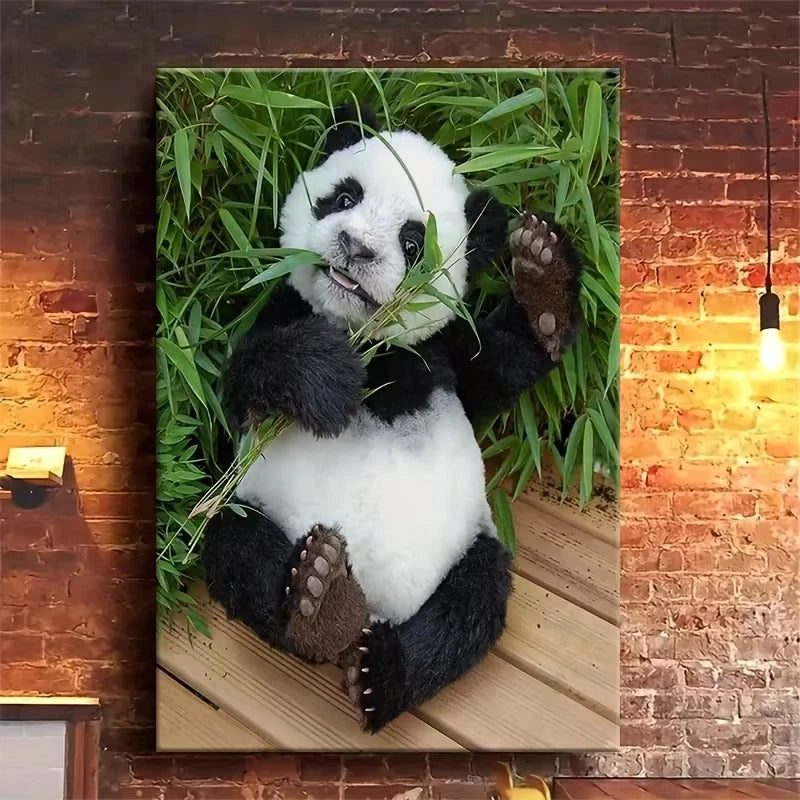 Beautiful Panda Delight, oil painting 60x90cm Metal Print Ready to Hang