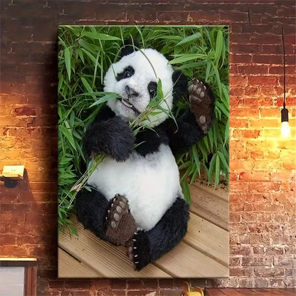 Beautiful Panda Delight, oil painting 60x90cm Metal Print Ready to Hang