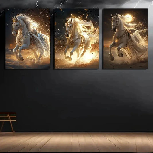 3pcs Starry Night Animal Trio Metal Print Ready to Hang Art
