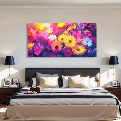 Abstract Floral Flower Deco Wall Art Canvas Office Home Room Framed 120x60cm