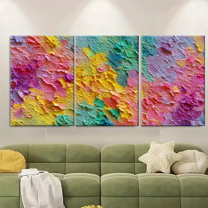 3pcs Colorful Abstract Impasto Metal Print Ready to Hang Art