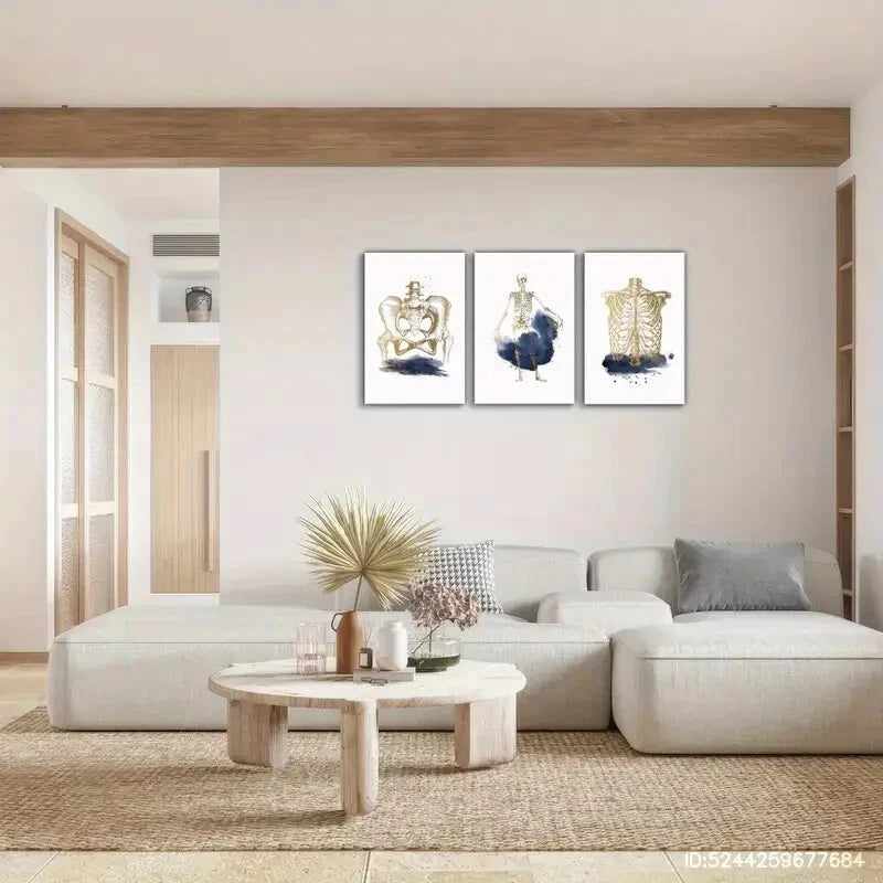 3pcs Medicine Print Physical Relax Orthopedic Metal Print Ready to Hang Art