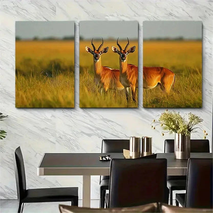 3pcs South Sudan Wildlife Décor Perfect Wall Art Set Canvas Framed 40x60cm - High Quality Print 100% Australian Made Wall Canvas Ready to Hang