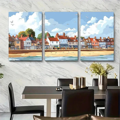 3pcs Southwold England Coastal Town Metal Print Ready to Hang Art