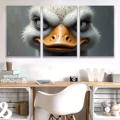3pcs Closure of Ostrich Painting Wall Art Set Canvas Framed 50x70cm - High Quality Print 100% Australian Made Wall Canvas Ready to Hang