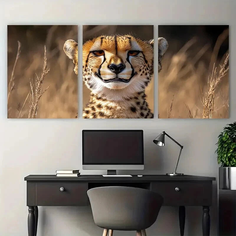 3pcs Funny Cheetah Silly Face Kruger National Park Metal Print Ready to Hang Art