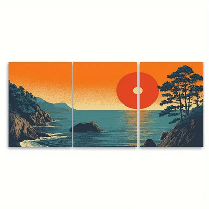 3pcs Vintage Sun Print Le Soleil Metal Print Ready to Hang Art