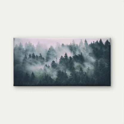 Misty Forest Trees Wall Art Canvas Office Home Room Framed 120x60cm
