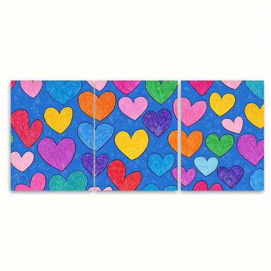 3pcs Cute Retro Heart Print Metal Print Ready to Hang Art