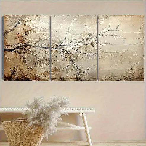 3pcs Weathered Tree Branch Texture Wall Art Canvas Unframed - High Quality Print 100% Australian Made Wall Canvas
