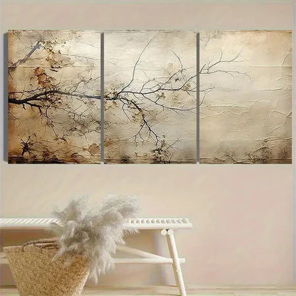 3pcs Weathered Tree Branch Texture Wall Art Canvas Unframed - High Quality Print 100% Australian Made Wall Canvas