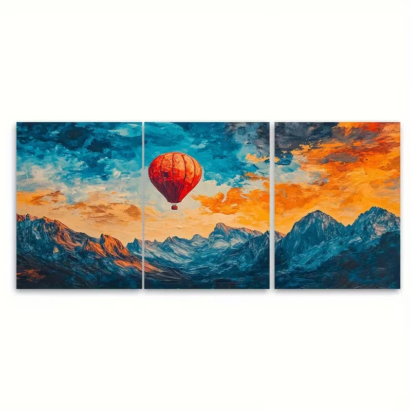 3pcs Denver Colorado Hot Air Balloons Metal Print Ready to Hang Art