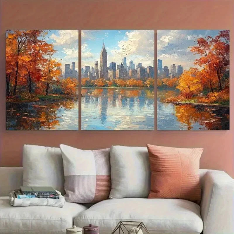 3pcs Central Park New York City Skyline Metal Print Ready to Hang Art