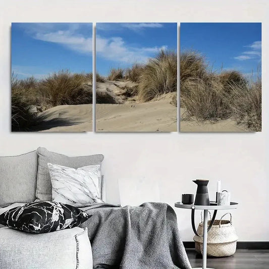 3pcs Coastal Sand Dunes Minimalist Desert Metal Print Ready to Hang Art