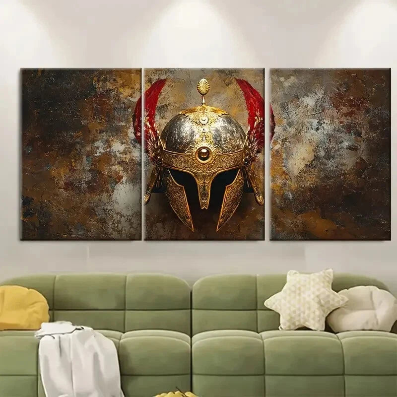 3pcs Ottoman Janissery Warrior Helmet Print Metal Print Ready to Hang Art