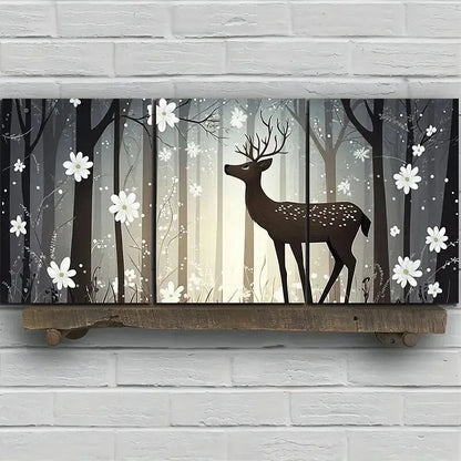 3pcs Beautiful Elk in The Forest Deer Metal Print Ready to Hang Art
