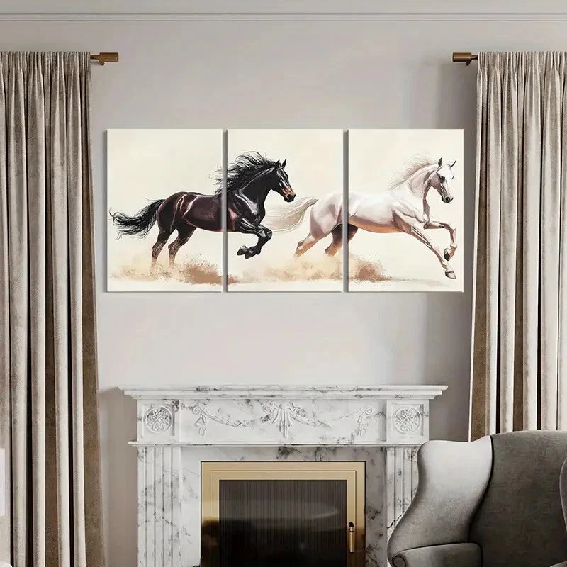 3pcs Equestrian Spirit Galloping Horses Poster Metal Print Ready to Hang Art