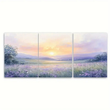 3pcs Soothing Sunrise Gouache Sunrise in Hues Wall Art Set Canvas Framed 50x70cm - High Quality Print 100% Australian Made Wall Canvas Ready to Hang