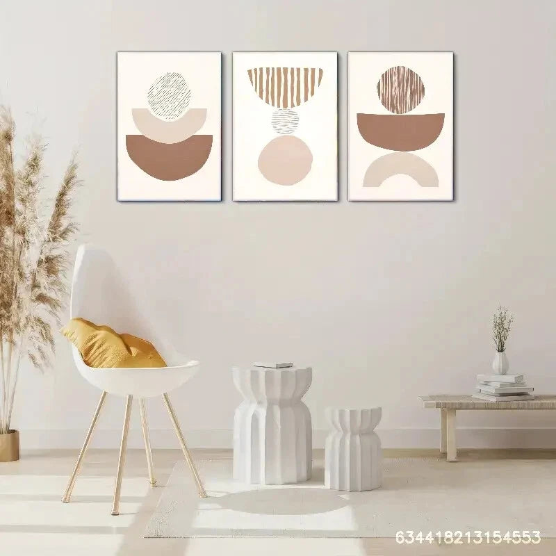 3pcs Geometric Pattern Decorative Poster Metal Print Ready to Hang Art