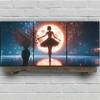 3pcs The Girl Dancing Under The Starry Sky Metal Print Ready to Hang Art