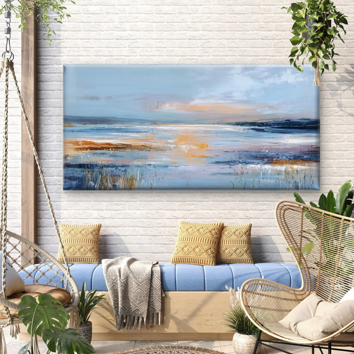 Colorful Textured Abstract Landscape Wall Art Canvas Office Home Room Framed 120x60cm