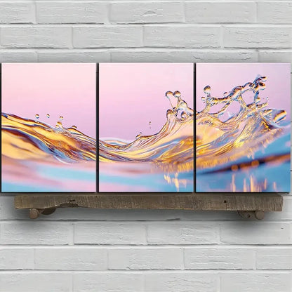 3pcs Beautiful Waves Mural Painting Metal Print Ready to Hang Art
