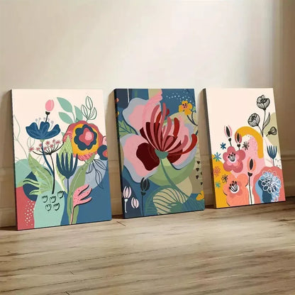 3pcs Abstract Decorative London Flower Market Wall Art Set Canvas Framed 50x70cm - High Quality Print 100% Australian Made Wall Canvas Ready to Hang - Bella Home Decor