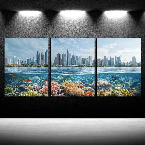 3pcs Ocean City Scene Canvas Framed 60X90cm - High Quality Print 100% Australian Made Wall Canvas Ready to Hang