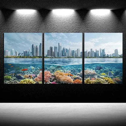 3pcs Ocean City Scene Canvas Framed 60X90cm - High Quality Print 100% Australian Made Wall Canvas Ready to Hang
