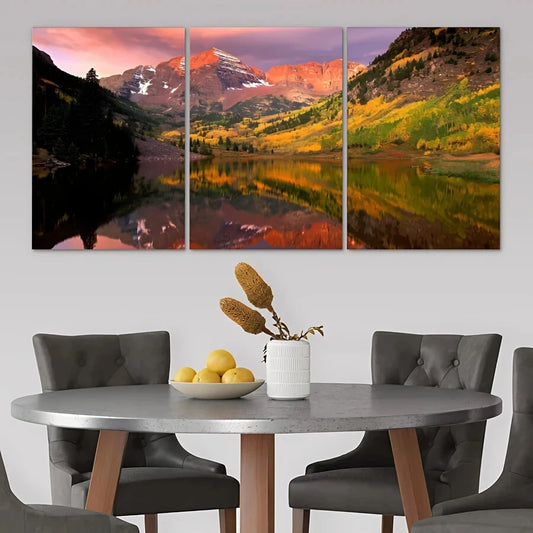 3pcs Mountain View River Side Metal Print Ready to Hang Art