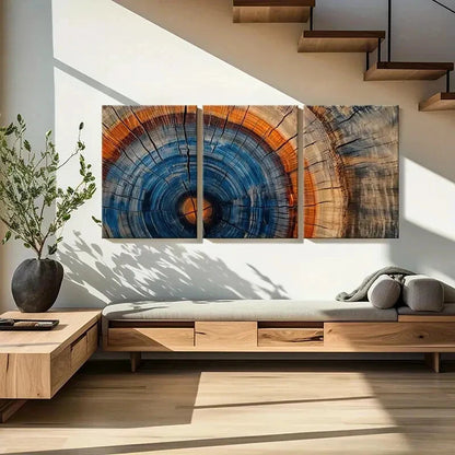 3pcs Wooden Texture Growth Rings Natural Beauty Metal Print Ready to Hang Art